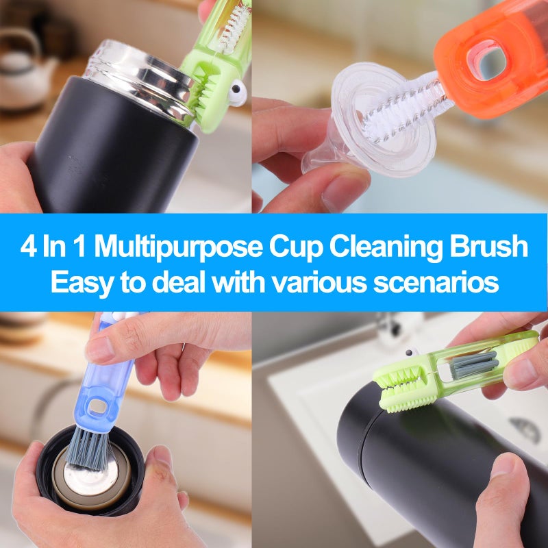 XANGNIER 4 in 1 Cup Lid Gap Cleaning Brush Set,Multifunctional Water Bottle Lid Cleaner Brush,3 Pack Water Bottle Crevice Cleaning Tool,Tumbler Lid Cleaner Brush for Stanley/YETI Cup,Kitchen Gadgets - Image 3